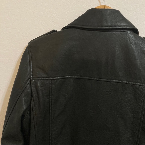 7 For All Mankind Black Leather Moto Jacket Size M - Picture 4 of 11